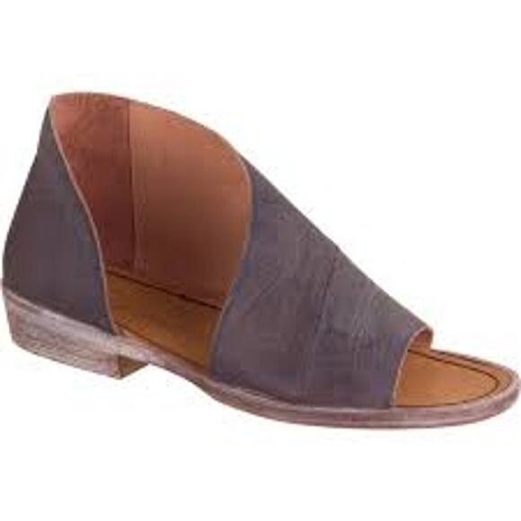 Free People 39 EU 8.5 US Womens Gray Taupe Leather Mont Blanc Boho Slide Sandals - Picture 1 of 15